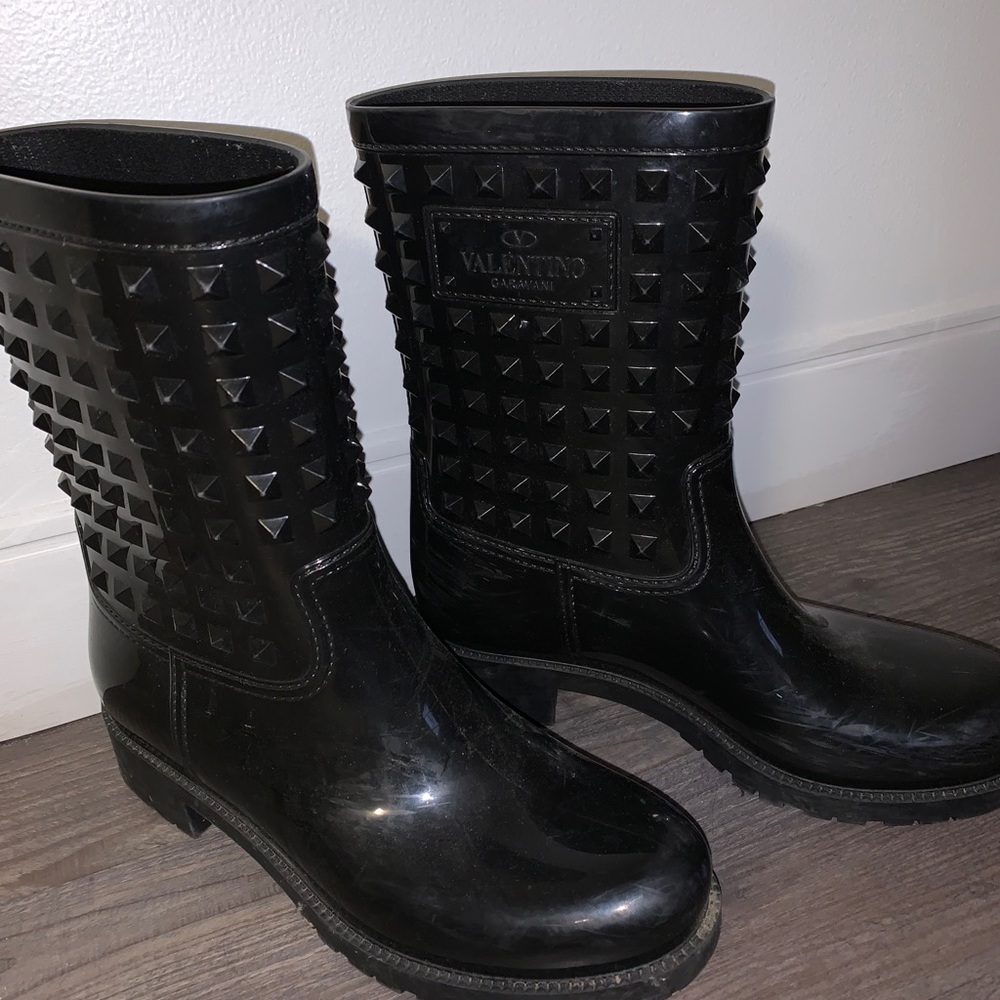 Valentino Rockstud Accents Rain Boots